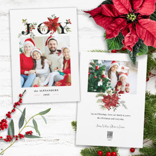 Cartes Pour Fêtes Annuelles Joie festive colorée avec poinsettias et baies