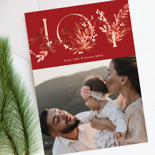 Cartes Pour Fêtes Annuelles JOIE Floral Feuillu Festif Noël Traditionnel Rouge