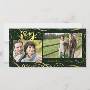 Cartes Pour Fêtes Annuelles JOIE, Flourish élégant d'or sur l'arbre variable