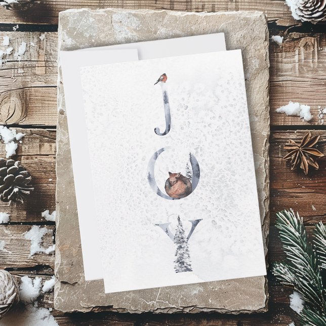 Cartes Pour Fêtes Annuelles Joie Hiver Bois Vacances de Noël animal (Créateur téléchargé)