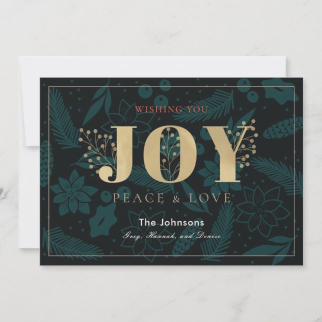 Cartes Pour Fêtes Annuelles JOIE Marine bleu Vacances Floral Pine Christmas Ca (Devant)