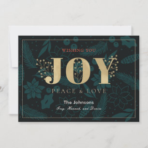 Cartes Pour Fêtes Annuelles JOIE Marine bleu Vacances Floral Pine Christmas Ca