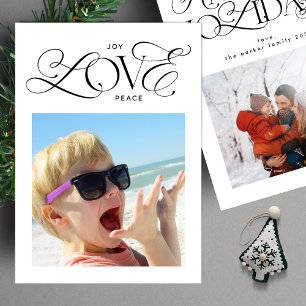 Cartes Pour Fêtes Annuelles joie moderne LOVE peace script 2 photo HAPPIEST