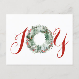 Cartes Pour Fêtes Annuelles Joie Noël Aquarelle Plush Wreath