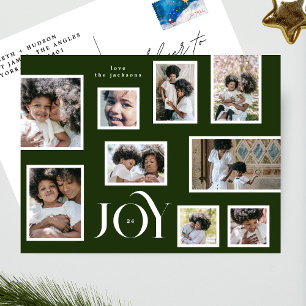 Cartes Pour Fêtes Annuelles JOIE   Noël   Collage de photos   Vert Classique