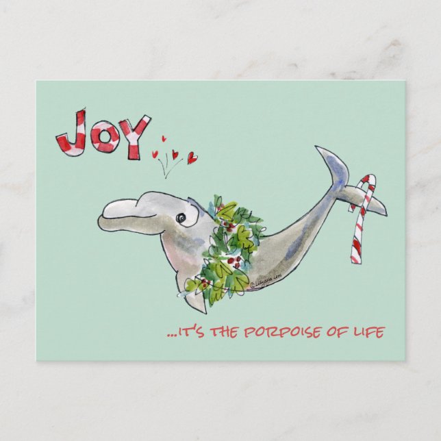 Cartes Pour Fêtes Annuelles Joie Noël Dolphin Porpoise de vie (Devant)