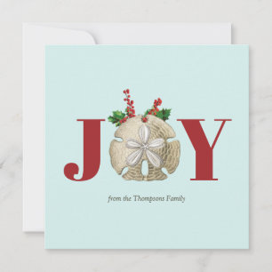 Cartes Pour Fêtes Annuelles Joie Noël Sable Dollar Holly Berries Côte
