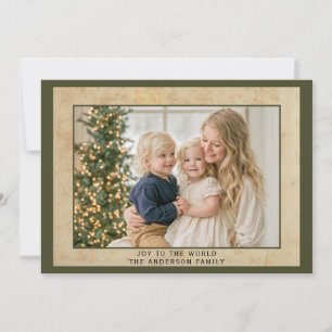Cartes Pour Fêtes Annuelles Joie Olive Verte pour le Monde Héritage Multi Phot