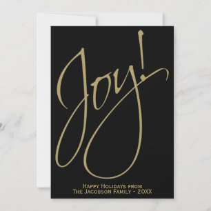 Cartes Pour Fêtes Annuelles Joie ! Or minimaliste sur fond noir écriture moder