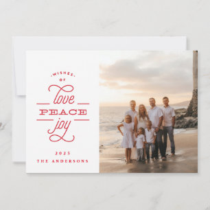 Cartes Pour Fêtes Annuelles JOIE PAIX AMOUR Lettre de Noël Photo