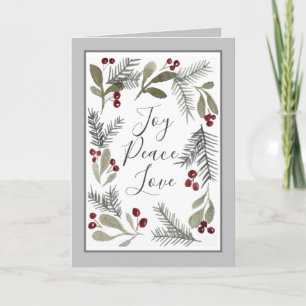 Cartes Pour Fêtes Annuelles Joie Paix Amour Noël Moderne de Campagne