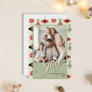 Cartes Pour Fêtes Annuelles Joie personnalisée Photo de famille Noël Vert