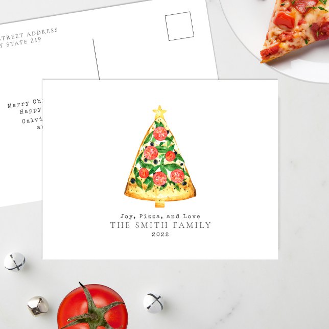 Cartes Pour Fêtes Annuelles Joie Pizza Aimer Arbre de Noël (Créateur téléchargé)