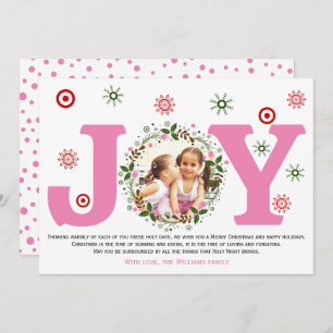 Cartes Pour Fêtes Annuelles Joie rose et couronne de fleurs de Noël