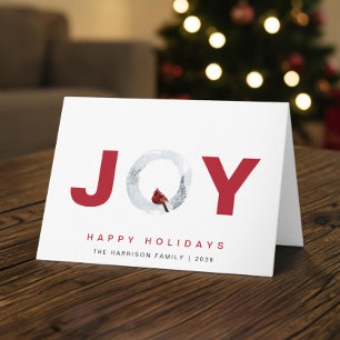 Cartes Pour Fêtes Annuelles Joie Rouge Cardinal Aquarelle Noël