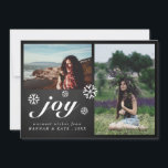 Cartes Pour Fêtes Annuelles Joie Script Chalkboard Noël Snowflakes Photo<br><div class="desc">Joie Script Chalkboard Noël Snowflakes Deux photos</div>