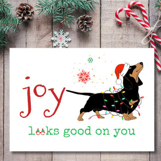 Cartes Pour Fêtes Annuelles Joie semble bon sur vous adorable Dachshund Noël