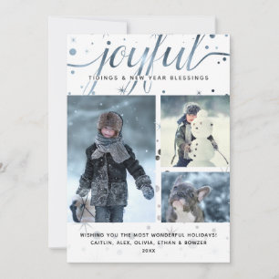 Cartes Pour Fêtes Annuelles JOIE Tidings Photo Couleur Correspondance Typograp