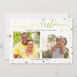 Cartes Pour Fêtes Annuelles JOIE Tidings Typographie à coloration 2-Photo