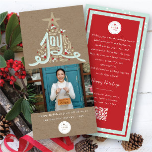 Cartes Pour Fêtes Annuelles Joie tirée à la main Calligraphie Foliage Photo Af