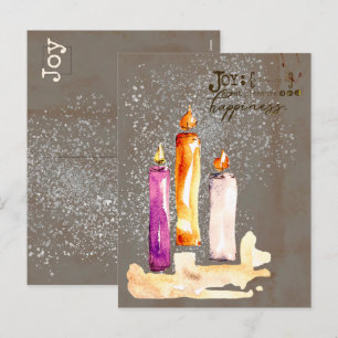 Cartes Pour Fêtes Annuelles Joie ! Trio de bougies aquarelle étincelle