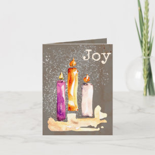 Cartes Pour Fêtes Annuelles Joie ! Trio de bougies aquarelle étincelle