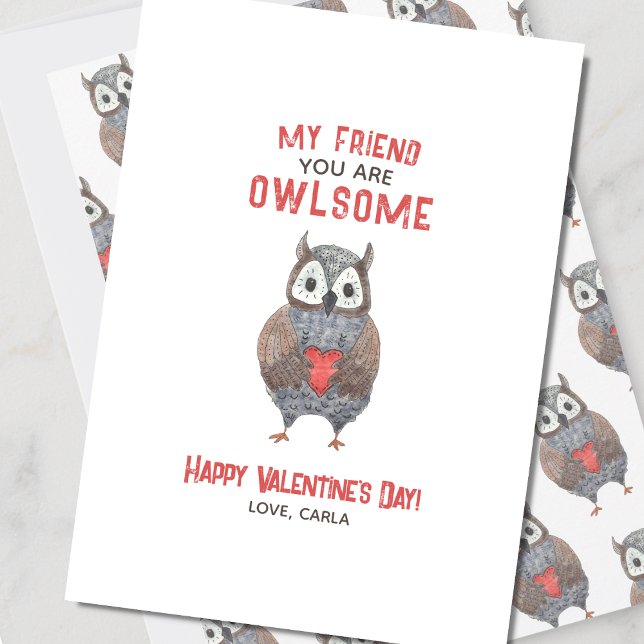 Cartes Pour Fêtes Annuelles Joli ami hibou pour la Saint-Valentin (Créateur téléchargé)
