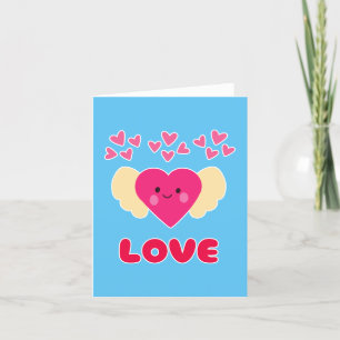 Cartes Pour Fêtes Annuelles Joli Ange de l'Amour du Cœur Kawaii Bonne Saint-Va