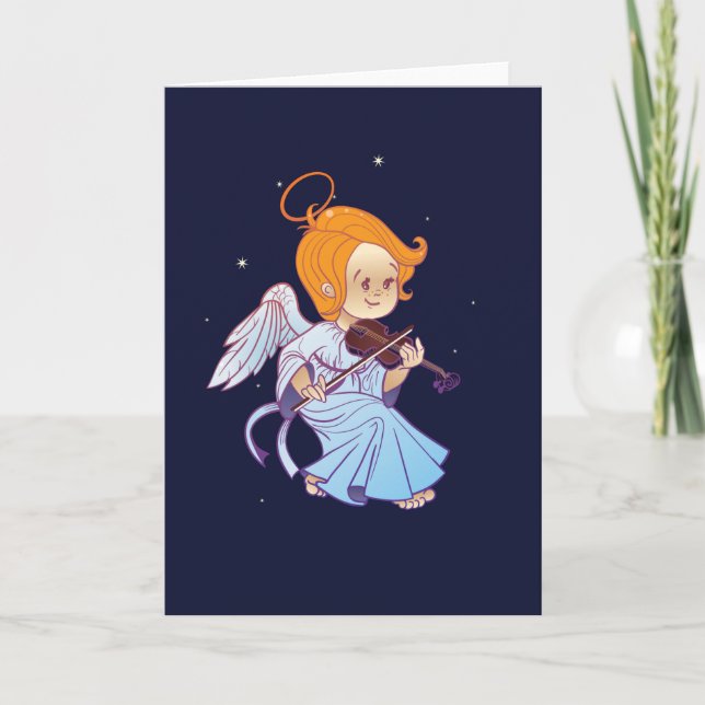 Cartes Pour Fêtes Annuelles Joli ange jouant du violon (Devant)