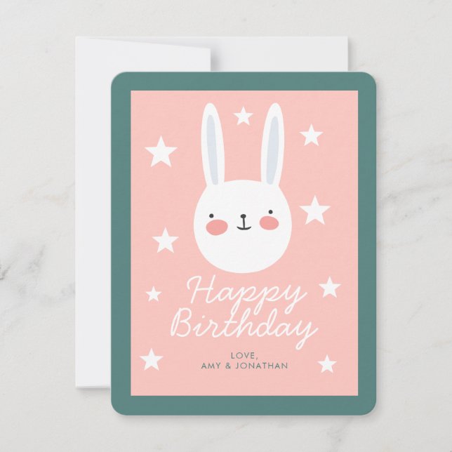 Cartes Pour Fêtes Annuelles Joli anniversaire à Bunny mignon (Devant)