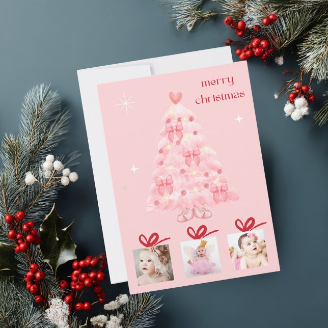 Cartes Pour Fêtes Annuelles Joli arbre de Noël Chic, photo personnalisée (Créateur téléchargé)