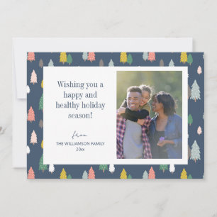 Cartes Pour Fêtes Annuelles Joli arbre de Noël coloré Bleu Photo personnalisée