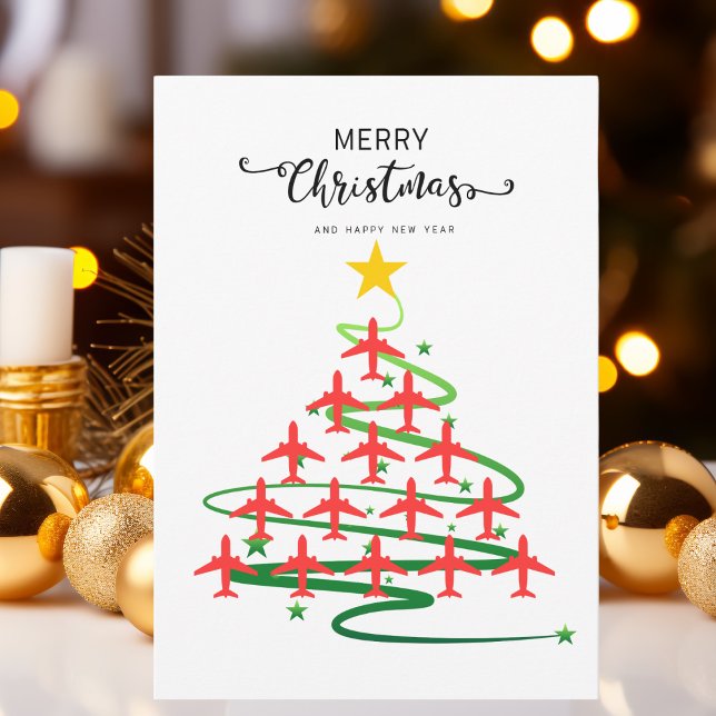 Cartes Pour Fêtes Annuelles Joli arbre de Noël de l'avion, photo minimaliste (Créateur téléchargé)