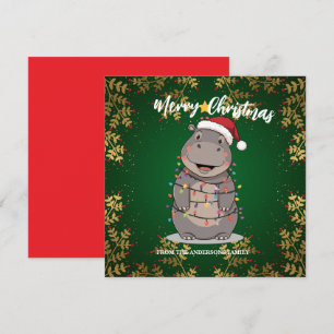 Cartes Pour Fêtes Annuelles Joli arbre de Noël hippopotame zoo safari Xmas car
