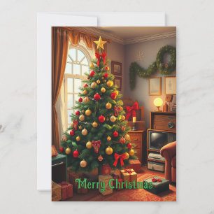 Cartes Pour Fêtes Annuelles Joli arbre de Noël Vintage rustique joyeux