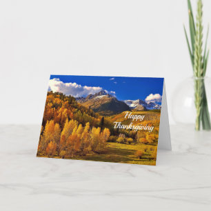 Cartes Pour Fêtes Annuelles Joli arbre jaune Montagne Photo Thanksgiving