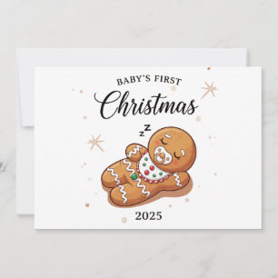 Cartes Pour Fêtes Annuelles Joli bébé pain d'épice endormi, premier Noël
