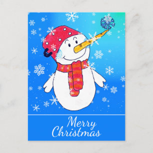 Cartes Pour Fêtes Annuelles Joli bonhomme de neige avec dessin de flocon de ne