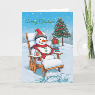 Cartes Pour Fêtes Annuelles Joli Bonhomme de Neige Dessiné