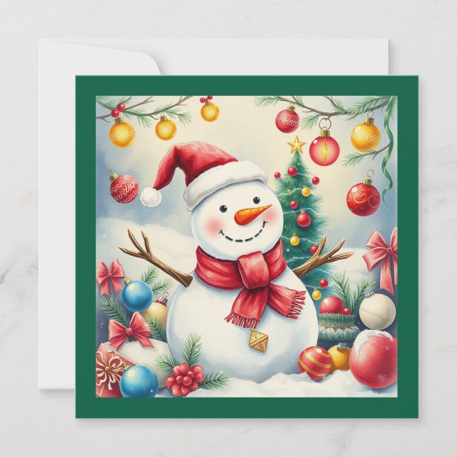 Cartes Pour Fêtes Annuelles Joli bonhomme de neige d'hiver Joyeux Noël non pho (Devant)