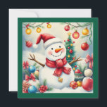 Cartes Pour Fêtes Annuelles Joli bonhomme de neige d'hiver Joyeux Noël non pho<br><div class="desc">Il est temps de réjouir Noël avec l'adorable bonhomme de neige à Père Noël casquette ! Cette carte postale est une illustration colorée et humoristique qui reflète parfaitement l'esprit de Noël. Un bonhomme de neige entouré de décorations de Noël et d'un sapin de Noël sur un arrière - plan d'hiver...</div>