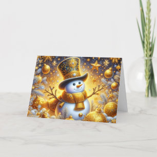 Cartes Pour Fêtes Annuelles Joli bonhomme de neige doré Noël vacances