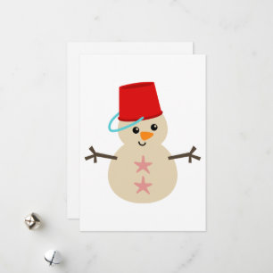 Cartes Pour Fêtes Annuelles Joli bonhomme de neige en sable avec seau pour cha