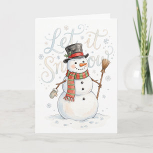 Cartes Pour Fêtes Annuelles Joli Bonhomme de Neige Laissez Tomber la Neige