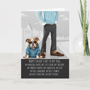 Cartes Pour Fêtes Annuelles Joli Bouledogue et Papa Drôle Fête des Pères