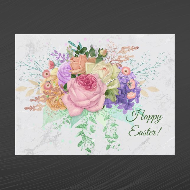 Cartes Pour Fêtes Annuelles Joli Bouquet de fleurs de printemps rose Pâques (Créateur téléchargé)