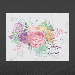 Cartes Pour Fêtes Annuelles Joli Bouquet de fleurs de printemps rose Pâques
