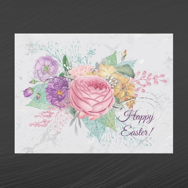 Cartes Pour Fêtes Annuelles Joli Bouquet de fleurs de printemps rose Pâques (Créateur téléchargé)
