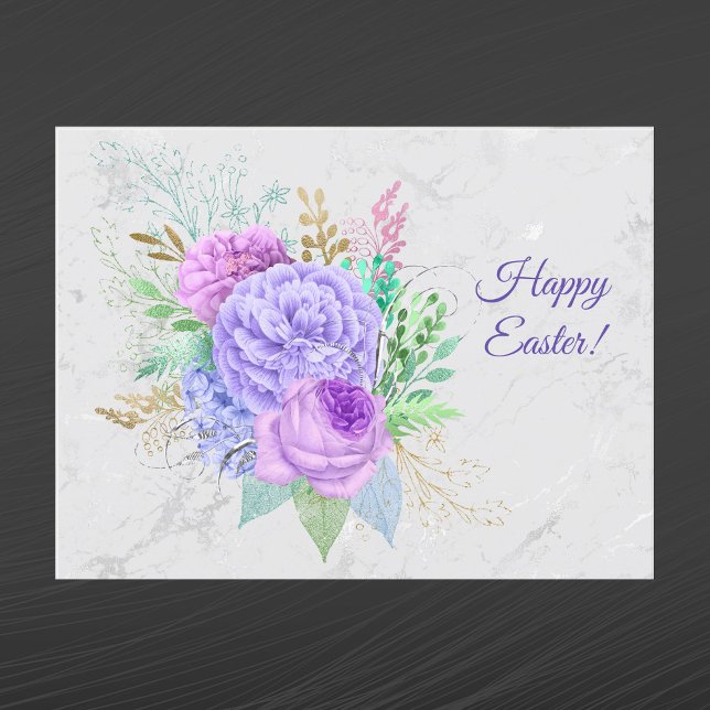 Cartes Pour Fêtes Annuelles Joli Bouquet Floral Violet Pâques (Créateur téléchargé)