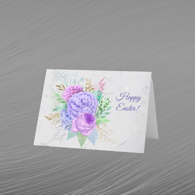 Cartes Pour Fêtes Annuelles Joli Bouquet Floral Violet Pâques (Créateur téléchargé)